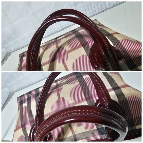 Authentic BURBERRY Supernova Check Canvas Heart Tote Bag - Picture 7 of 11